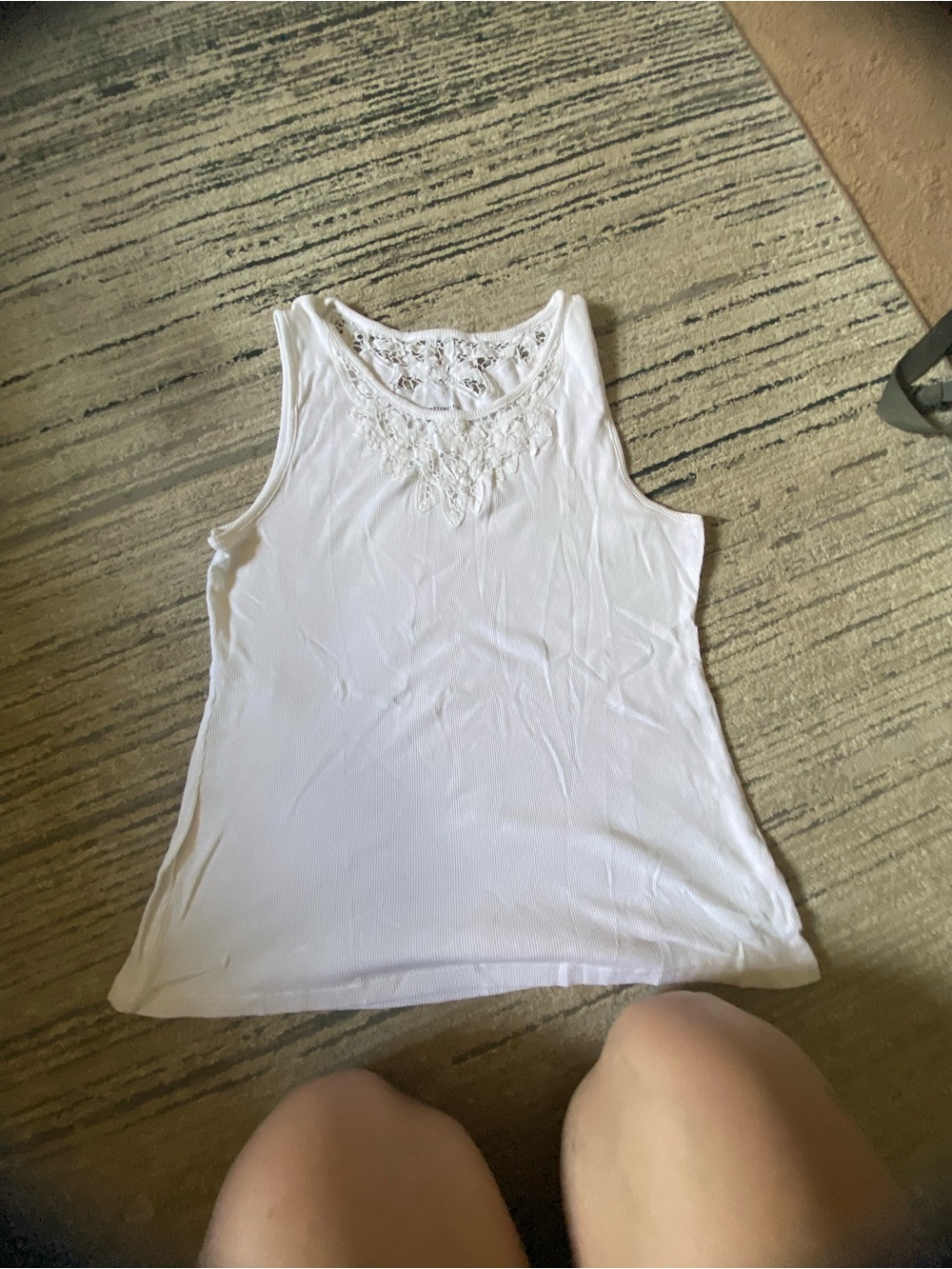 Charter Club White Lace-Trim Tank Top
